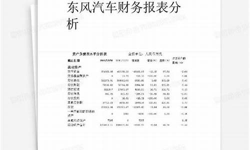 东风汽车的财务报表-东风汽车公司财务报表